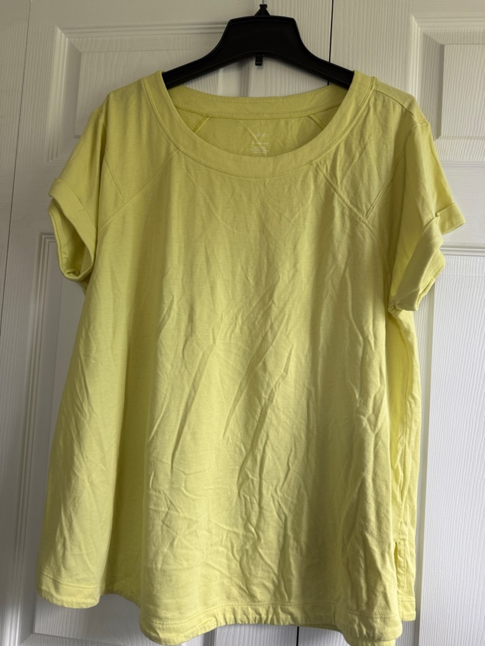 J. Jill Fit Raglan Tunic Lime Yellow Size XL Petite Cuffed Short Sleeve